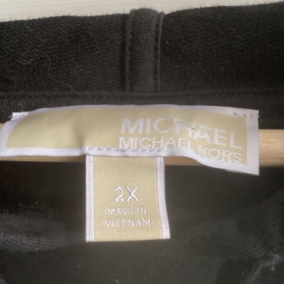 Michael Kors Hoodie.  Plus Size 2X. Black with white MK Monogram - Picture 2 of 3